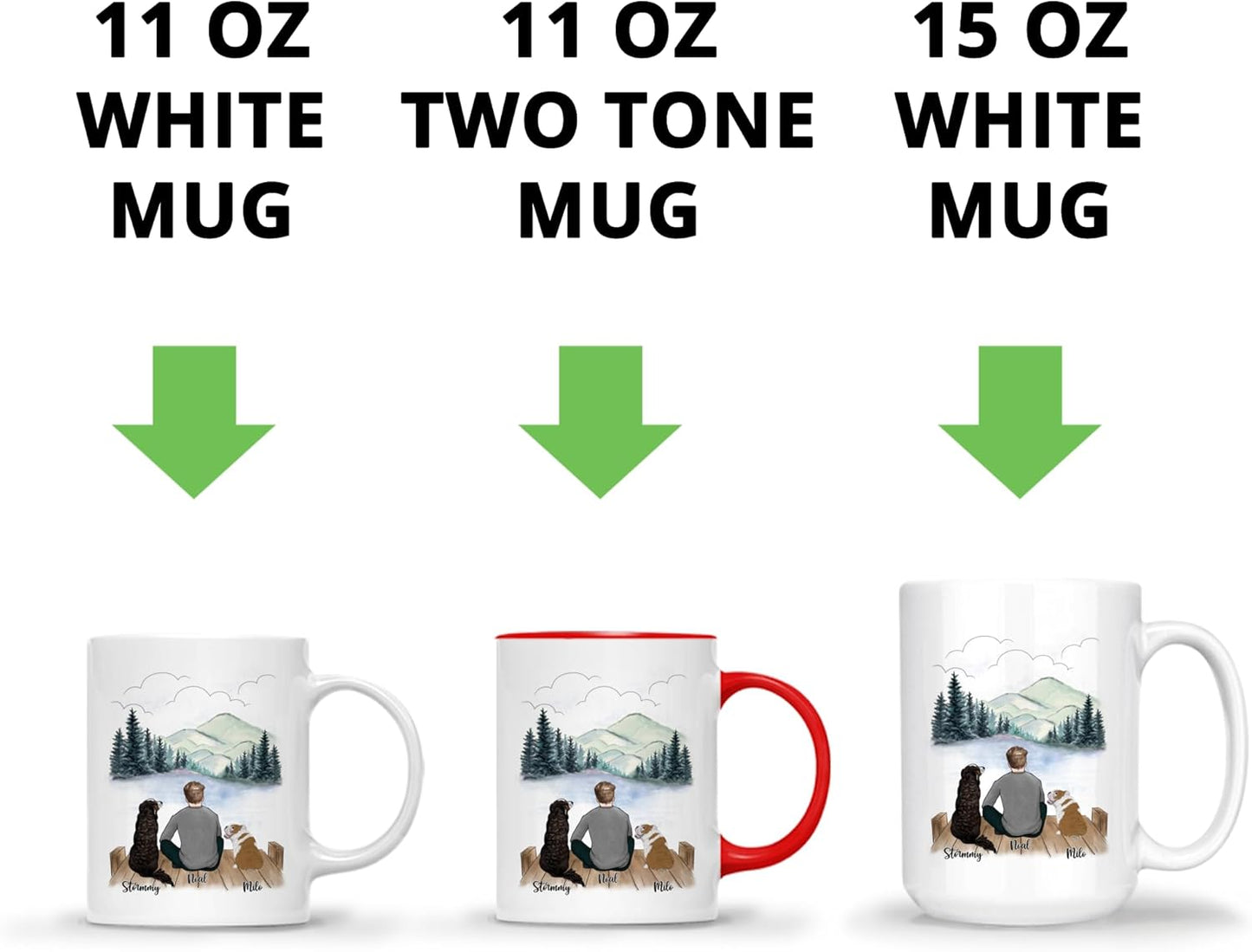 Gossby Personalized Dog Mug - Life is Better with Dogs (Man - 2 Dogs) - 11oz, 15oz Dog Lover Coffee Mugs for Dog Dad - Personalized Dog Dad Gifts for Men, Dog Owners - Custom Dog Mug with Names