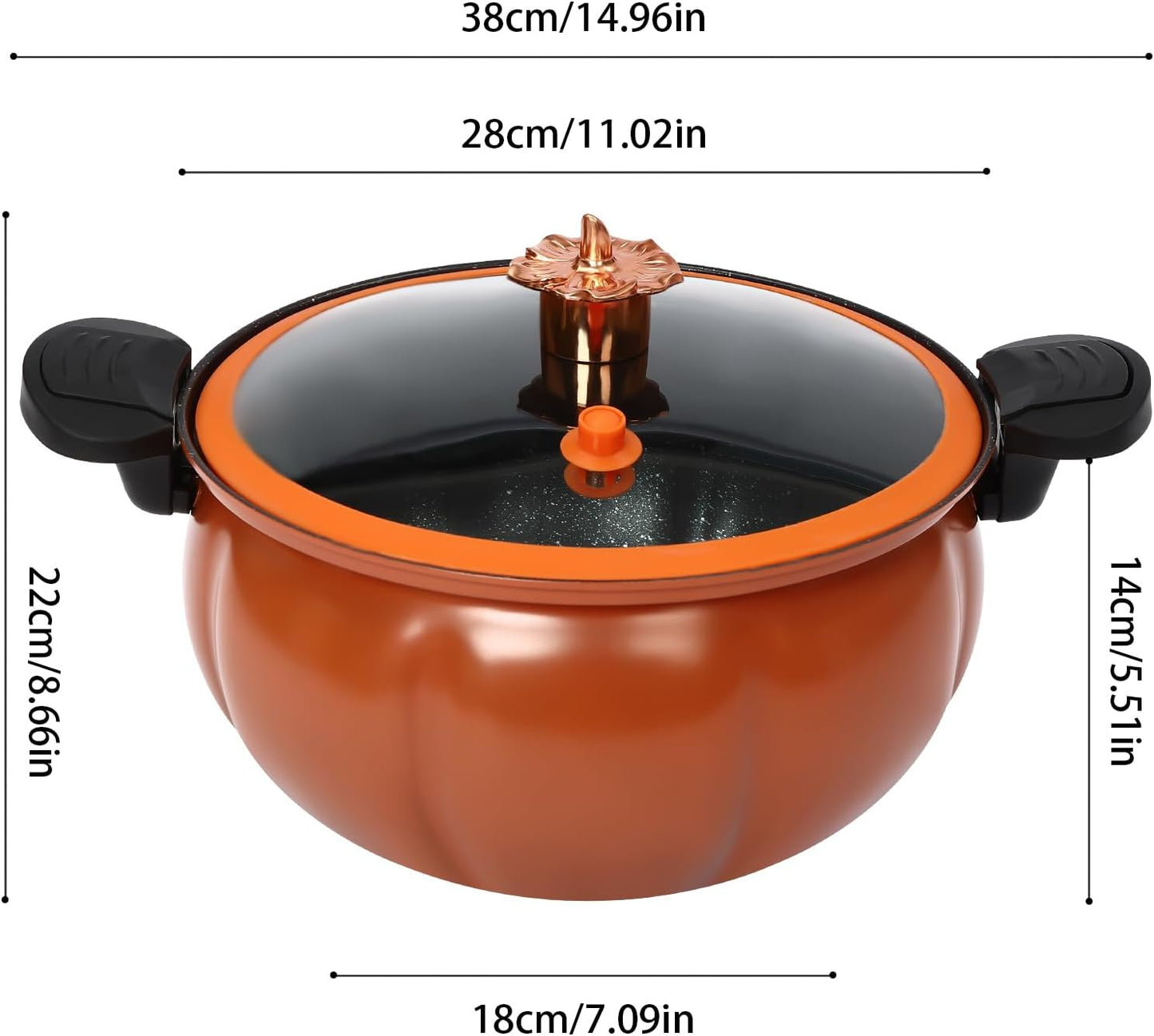 2.11gal Pumpkin Micro Pressure Cooker Non-stick Micro Pressure Cooking Pot with Clear Lid Stew/Soup Pot for Open Flames & Gas Stoves (Orange) Halloween Thanksgiving Decorative Pot Gift