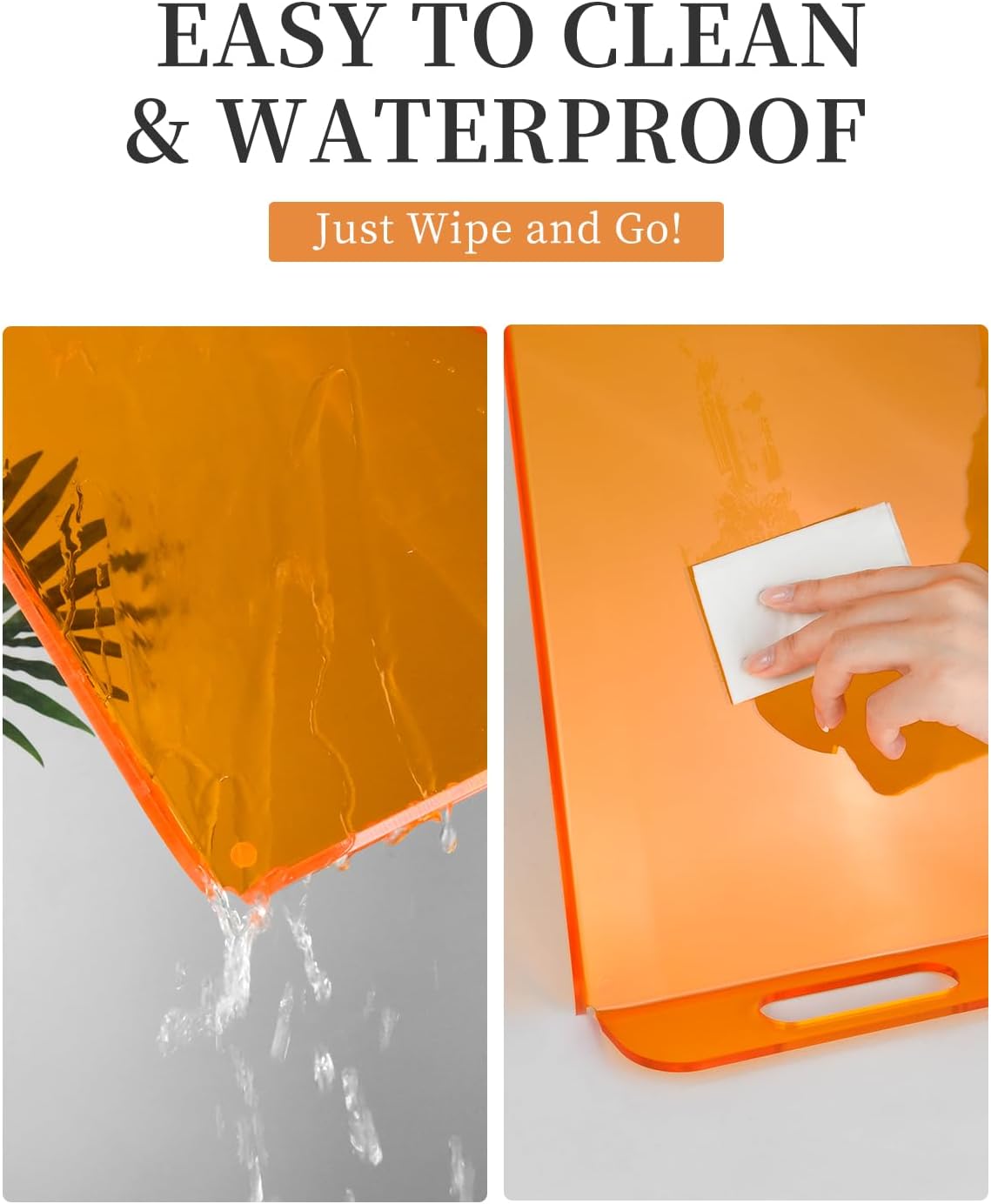 Translucent Orange Acrylic Tray 15x10.2 Inches - Stylish Serving Tray for Coffee Table, Kitchen, and Vanity - Durable and Modern Organizer