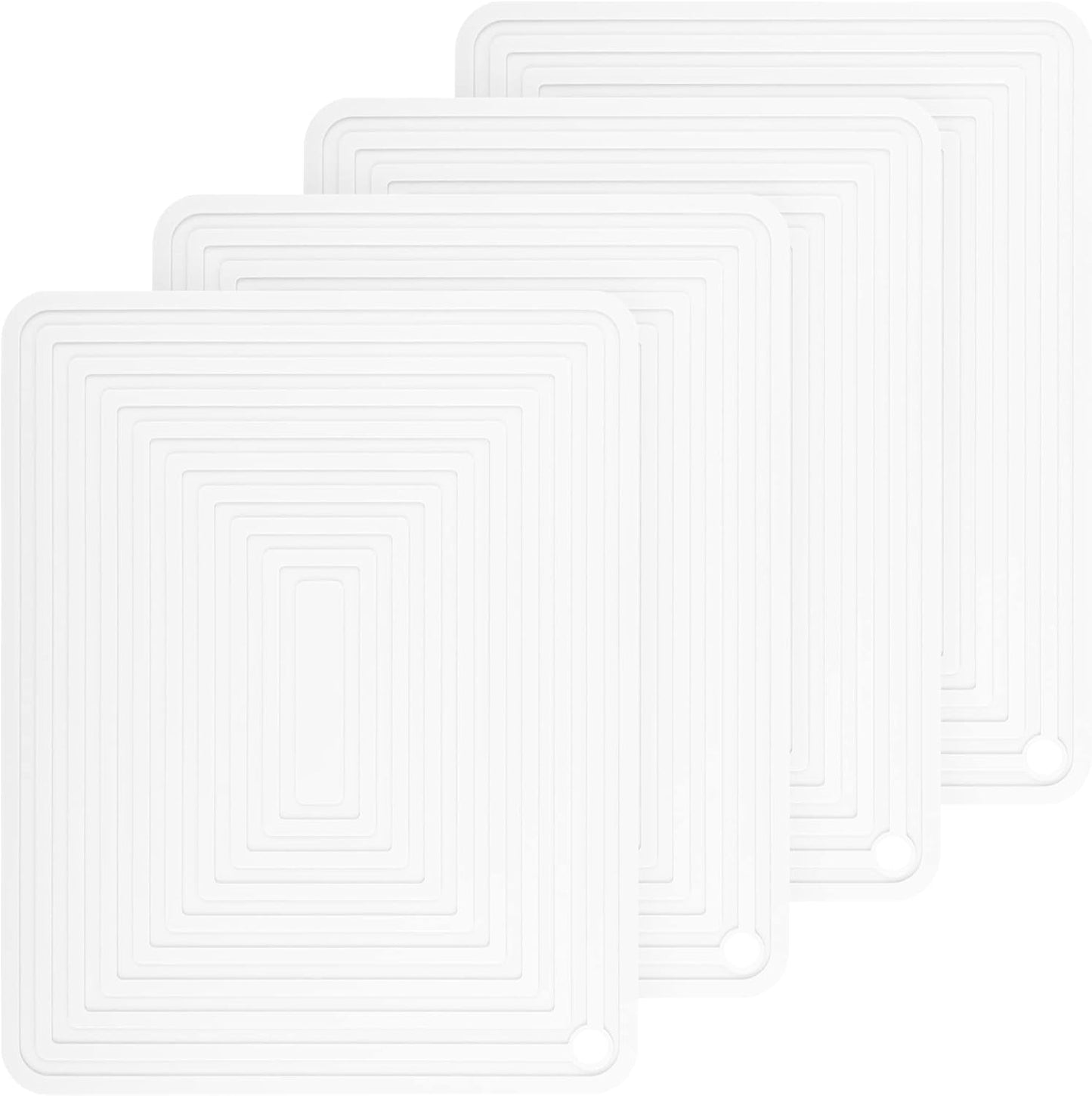 Silicone Trivets Mats for Pots and Pans, Flexible Hot Pads for Kitchen Table, Non Slip Heat Resistant Mats-Pot Holders Silicone Mats Placemats, Rectangular Microwave Mats Pack 4 Color White