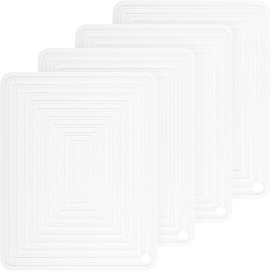 Silicone Trivets Mats for Pots and Pans, Flexible Hot Pads for Kitchen Table, Non Slip Heat Resistant Mats-Pot Holders Silicone Mats Placemats, Rectangular Microwave Mats Pack 4 Color White