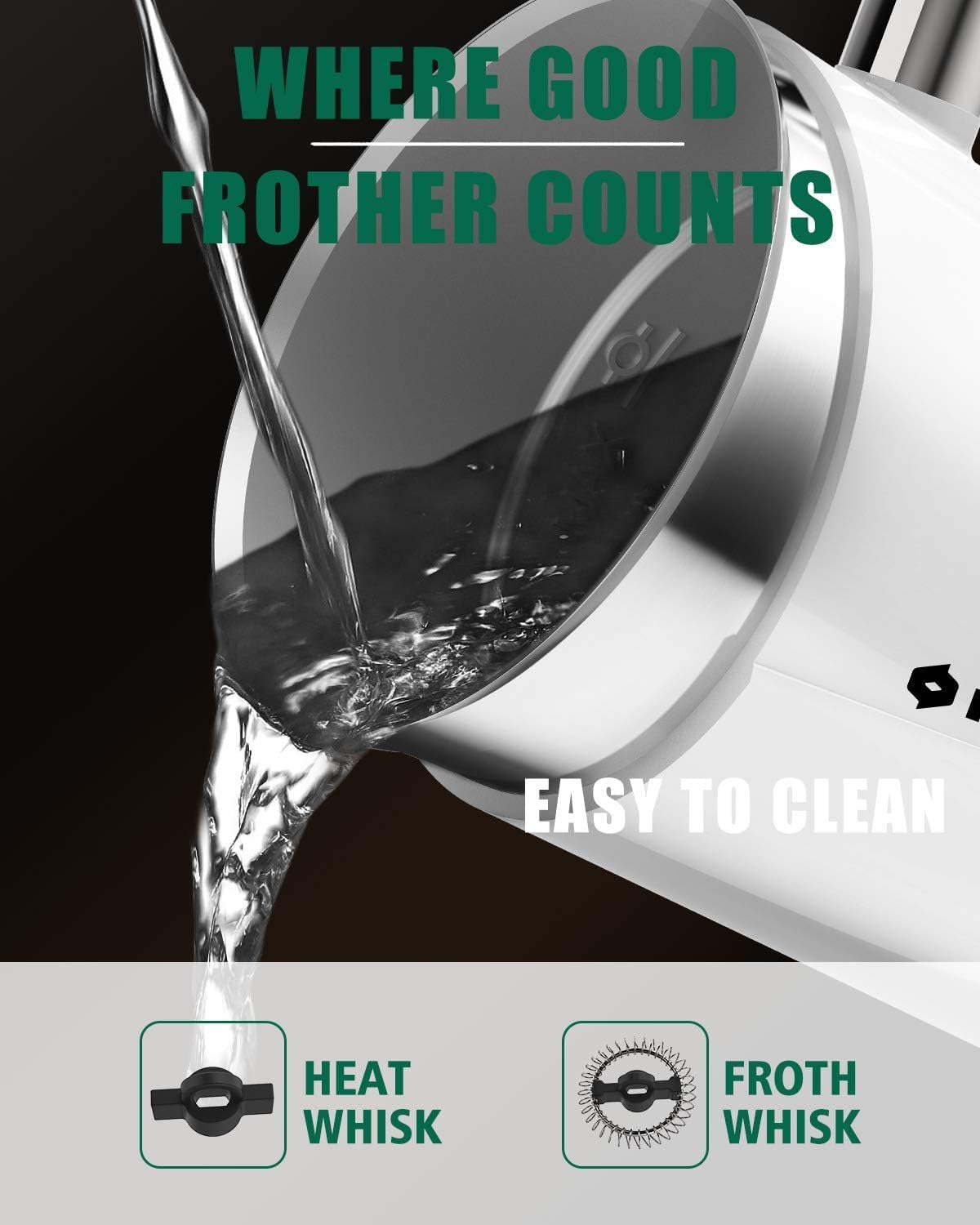 Huogary Milk Frother, Large Capacity Milk Frother and Steamer, 3 in 1 Electric Warm & Cold Milk Foam Maker, Non Stick Automatic Milk Warmer for Latte, Cappuccinos, Macchiato, White