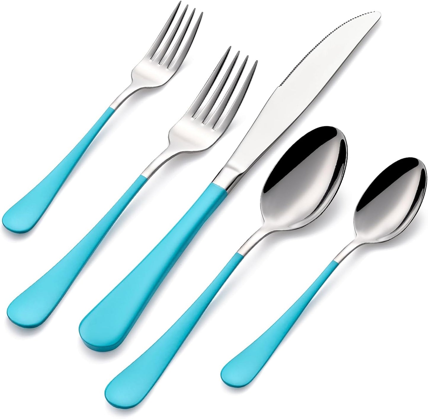 20-Pieces Blue Silverware Sets for 4,Blue Handle Stainless Steel Cutlery Set, Include Forks Spoons and Knives Set, Dishwasher Safe Utensil Sets for Home Restaurant