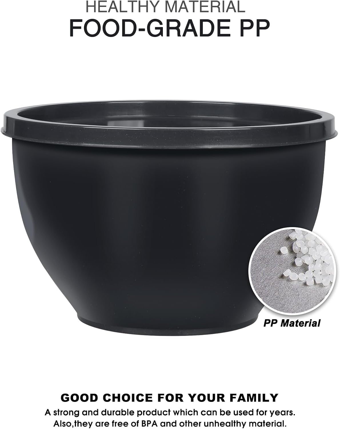 5-Piece Plastic Mixing Bowls with Lids Set for Kitchen, Nesting Bowls for Mixing, Baking, Prepping, Cooking and Serving Food, Grey Mixing Bowls Dishwasher, Microwave Safe, large