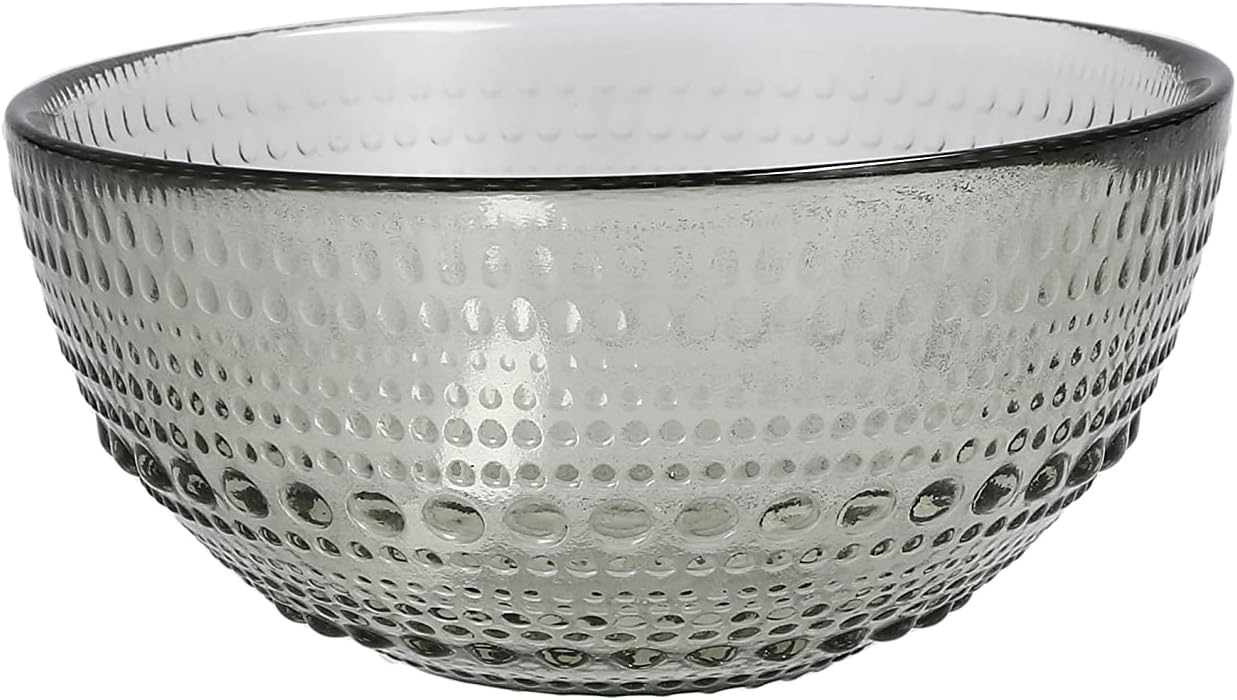 Fortessa Jupiter Vintage Glassware Collection 5 Inch Cereal Salad Dessert Snack All-Purpose Bowl 6 Pack, Smoke Gray, 14 Ounce (6 Pack)