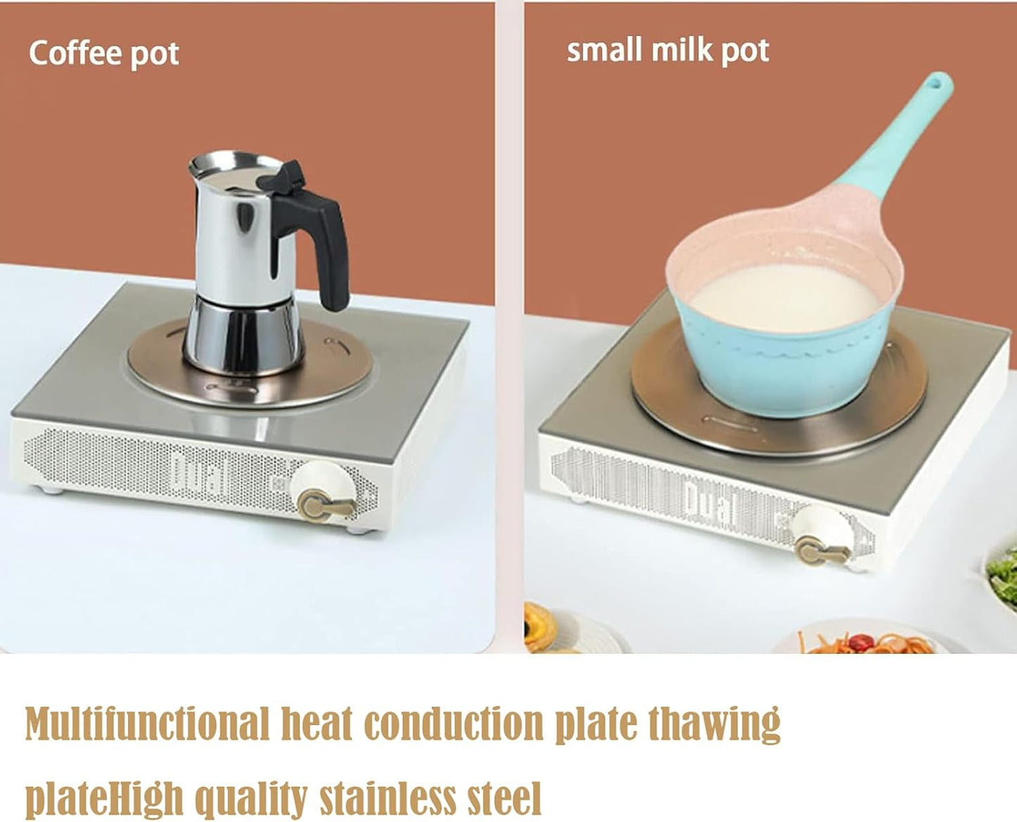 6.4 Inch Induction Converter Heat Sink Ring Plate, Stainless Steel Heat Sink Induction Plate with Stainless Steel Handle Converter