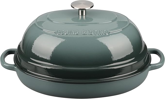 Enameled Oval Cast Iron Dutch Oven Pot with Lid, Bread Dutch Oven for Sourdough Bread Baking, 6QT, Slateblue