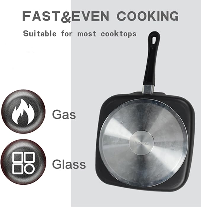 Grill Pan - Versatile Griddle Pan & Comales para Tortillas for Cooked Dishes! Square Pan Design for Even Heat Distribution!