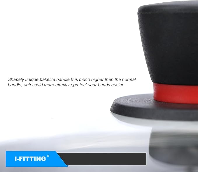 Square Glass Lid for Grill Pans with Steam Vent Hole - Fits Lodge Cast Iron Skillets 10.5inch(26.67cm) - Square Tempered Glass Lid - Universal Replacement Cover Bakelite Round Knob