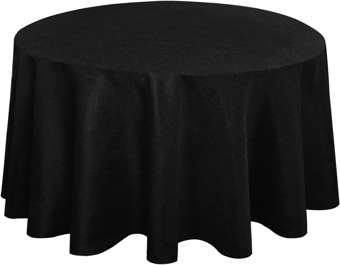 Hiasan Black Round Tablecloth 108 Inch Linen - Wrinkle and Stain Resistant Washable Polyester Fabric Table Cloth for Dining Room Kitchen Party, Black