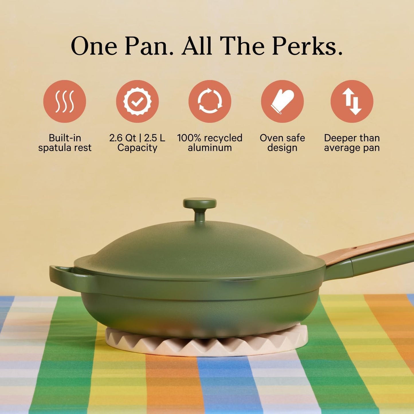 Our Place Always Pan 2.0-10.5” (2.6 Qt) Nonstick, Toxin-Free Ceramic Cookware | Patented 10-in-1 Aluminum Frying & Sauté Pan | Safe for Oven, Induction & All Cooktops up to 450°F | Sage
