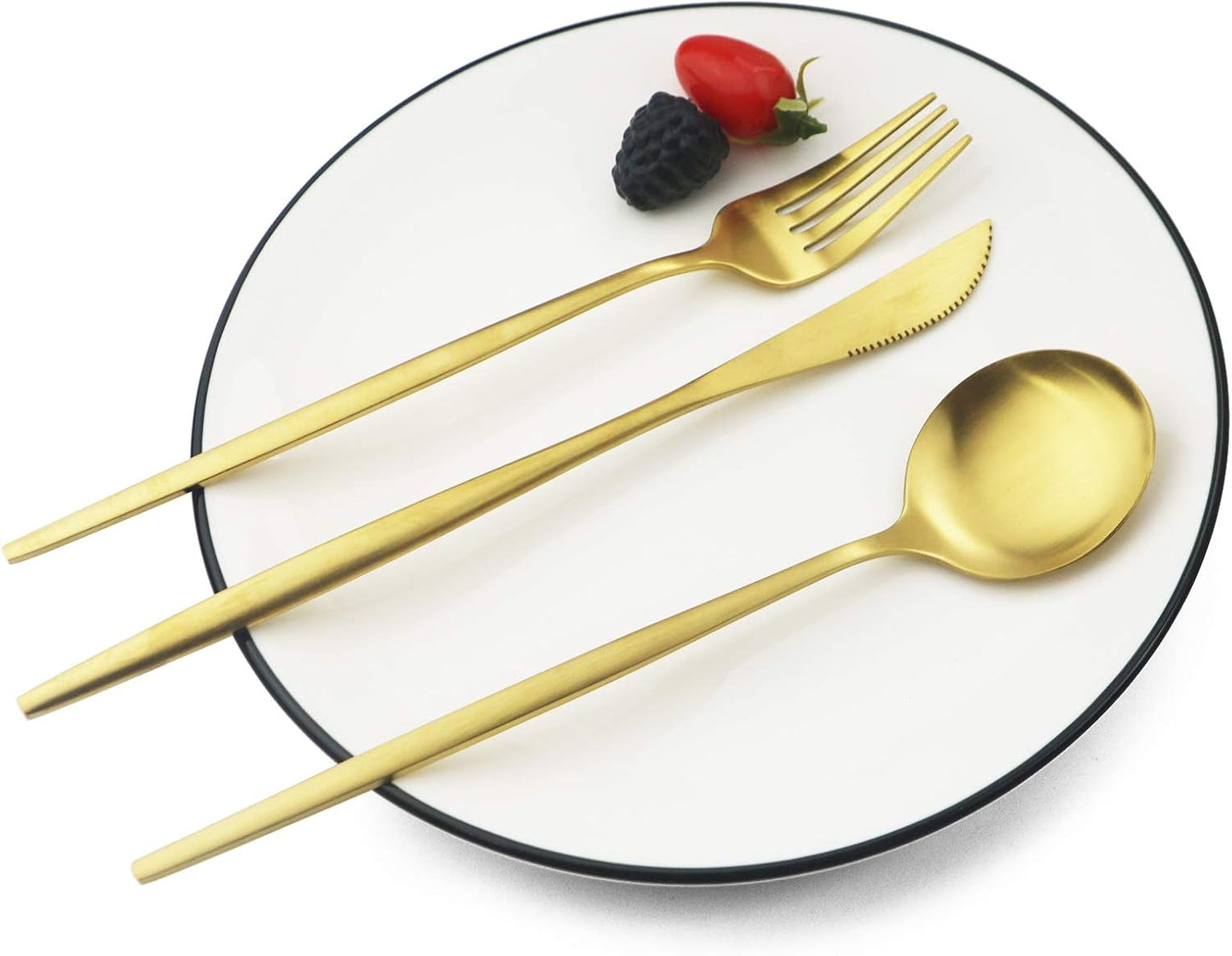 JASHII Silverware Set, 24-Piece Stainless Steel Flatware Set,Kitchen Utensil Set Service for 6,Tableware Cutlery Set for Home, Dishwasher Safe (Matte Gold)