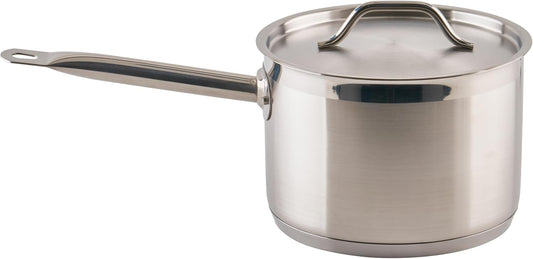 Winco Heavy-Duty Stainless Steel Sauce Pan with Cover, 4.5 Quart