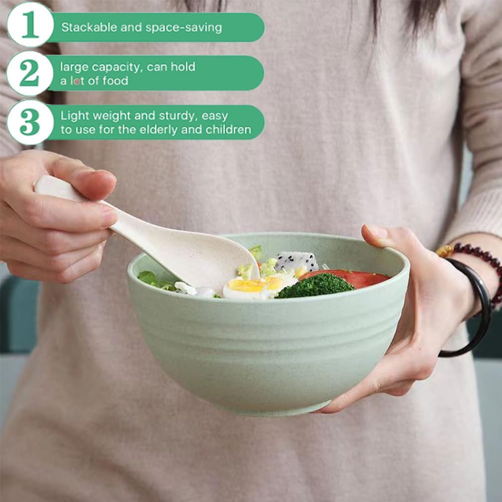 Lchkrep Unbreakable Cereal Bowls 24 oz, Reusable Wheat Straw Bowl Pack of 4 - Dishwasher and Microwave Safe, BPA-Free for Snacks, Dining, Camping, RV, Dorm
