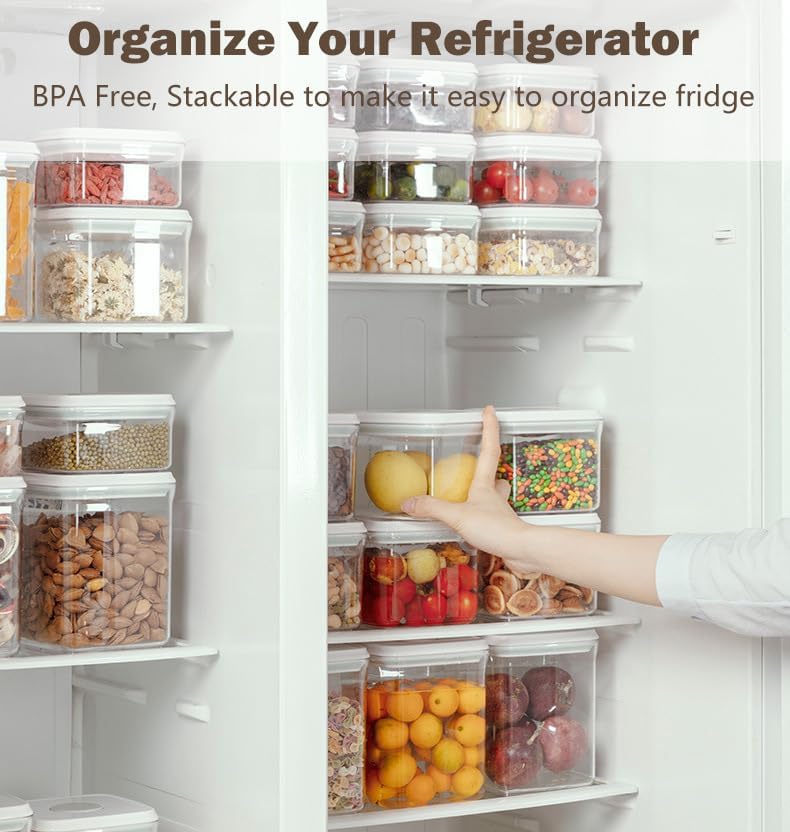 Pop Food Storage Containers Set Airtight Food Storage Containers with Pop Lids, Kitchen Pantry Organization and Storage, Cereal, Rice, Flour, Pasta & Snack Container, BPA Free, 3 x 1.2Qt