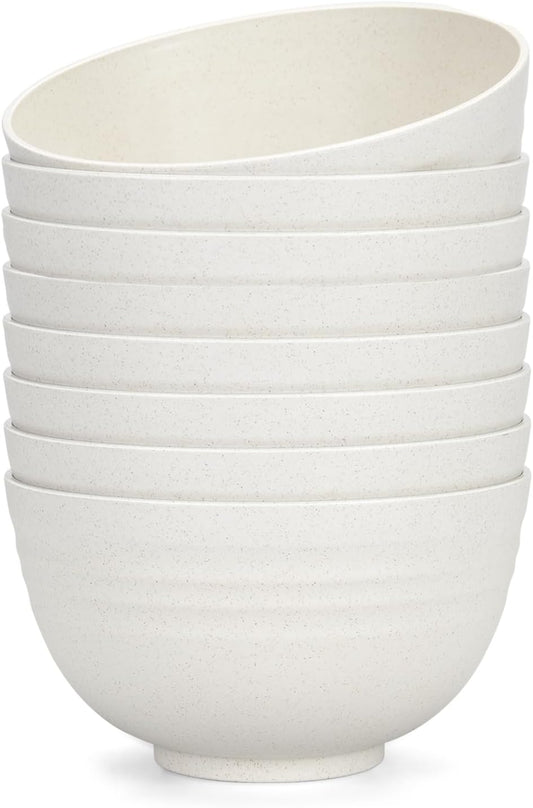 Homestockplus 24 Oz Unbreakable Cereal Bowls Set of 8 - Microwave & Dishwasher Safe Wheat Straw Fiber Bowls for Soup, Rice, Salad - Eco-Friendly and Robust 【Non Ceramic】
