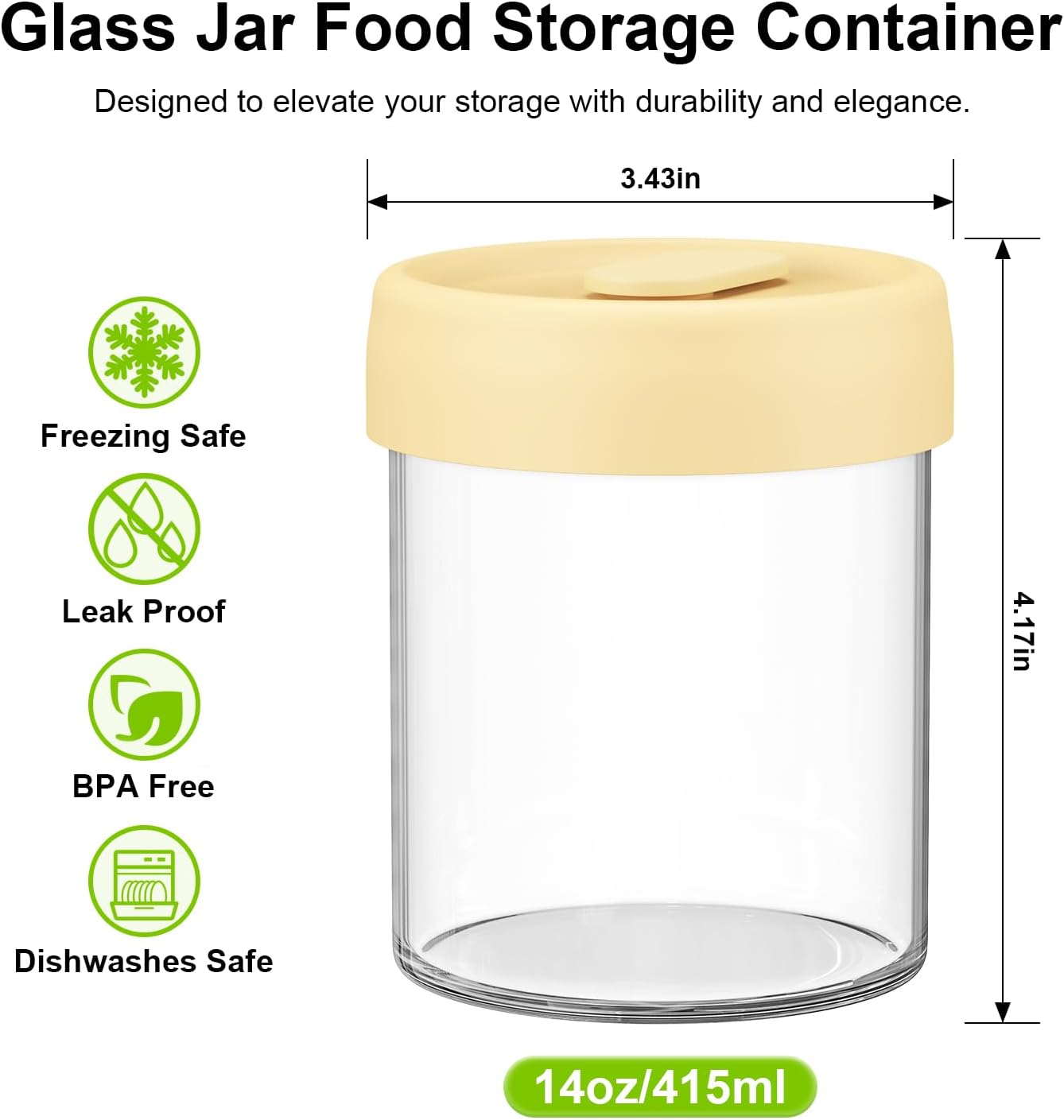 4-Pack Overnight Oats Containers with Lids, 14oz Glass Mason Jars for Overnight Oats Salad Yogurt Sugar Snacks Spices, BPA-Free