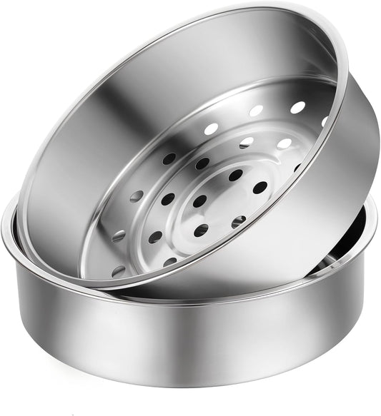 2Pcs Stainless Steel Steamer Pot Round Cooking Rack Food Steamer Basket Insert for Kitchen Dim Sum Dumplings Bun