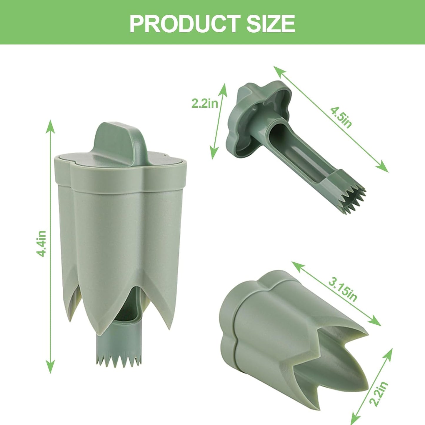 Pepper Corer,Chili Seed Remover Tool,Durable ABS Kitchen Gadget for Bell & Chili Peppers, 2-in-1 Design, Easy Twist Use, Ideal for Home Cooking, Camping(Green)