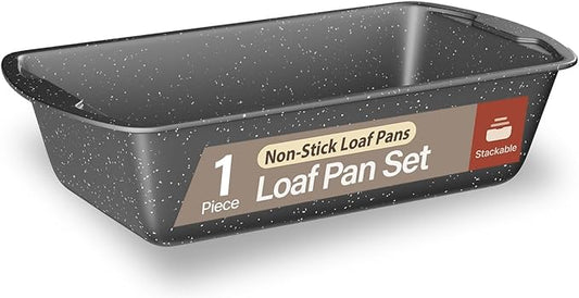 Nonstick Loaf Pan Set Pack of 1, Carbon Steel 11" Large Baking Bread Pan, Oven Safe Up to 450°F, PFOA, PFOS, PTFE Free, Space Saving Stackable Design, Stain Resistant, Dishwasher Friendly, Gray Marble