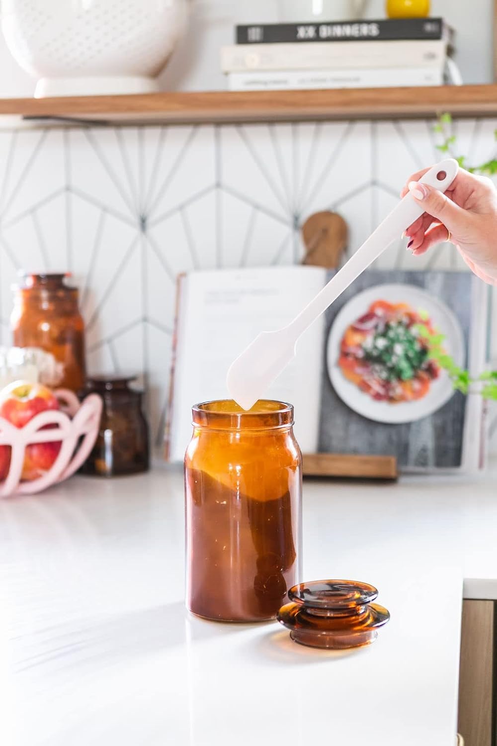 The Silicone Kitchen Improved Spatula, Skinny Spatula, Spoonula in Designer White, Silicone Spatula Set 3 Piece, Off-White
