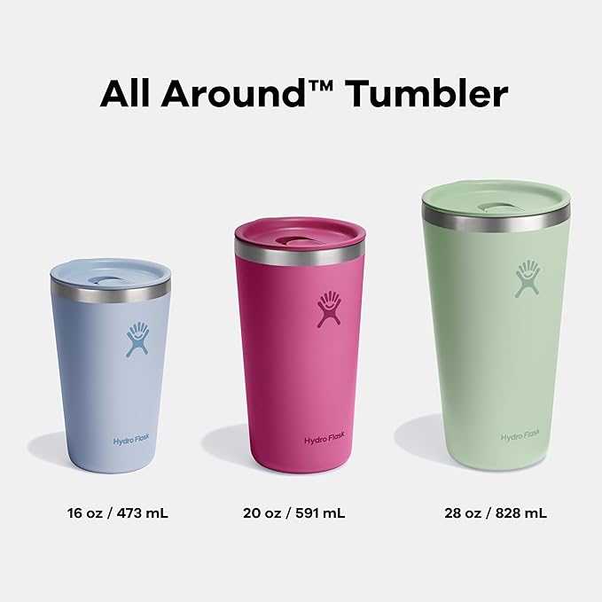 Hydro Flask All Around Tumbler Press-In Lid, Insulated Travel Mug, Stainless Steel Coffee Cup 28 Oz Aloe Green