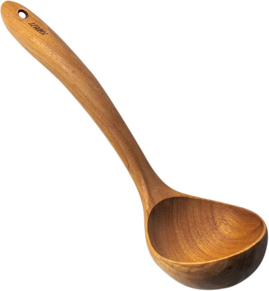 Teak Wood Soup Ladle, 11.5 inch long, Teak wooden utensils, wooden Soup Ladle, Long handle ladle for cooking, Natural Teak utensils, Non-stick cookware tools,