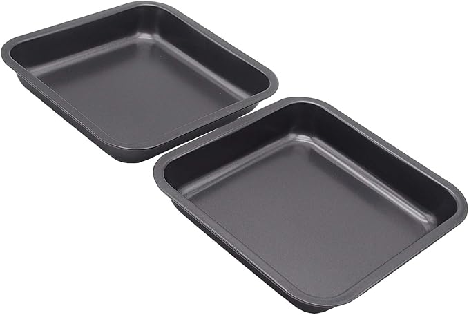 2pcs Mini Baking Pans 8 X 8 Inch (Inner 7.5 X 7.5) Square Cake Pan Bread Pan Nonstick Heavy Carbon Steel Bakeware