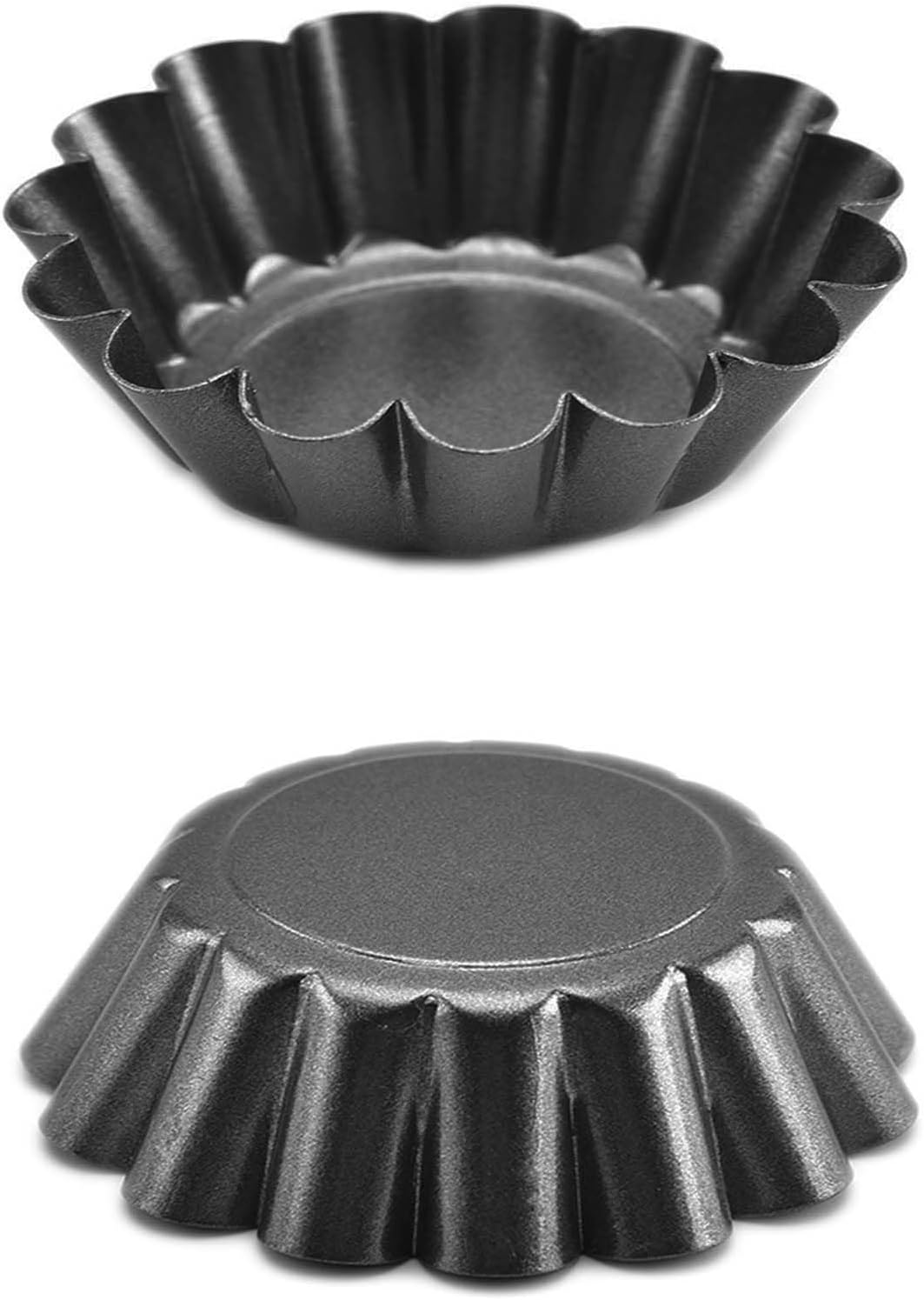 12 Packs Egg Tart Pan, Non-Stick Carbon Steel Molds, Reusable Mini Pie Mould Muffin Cupcake Pudding Baking Cup for Pies, Cakes, Quiche - Bakeware Tool 3 x 0.9inch