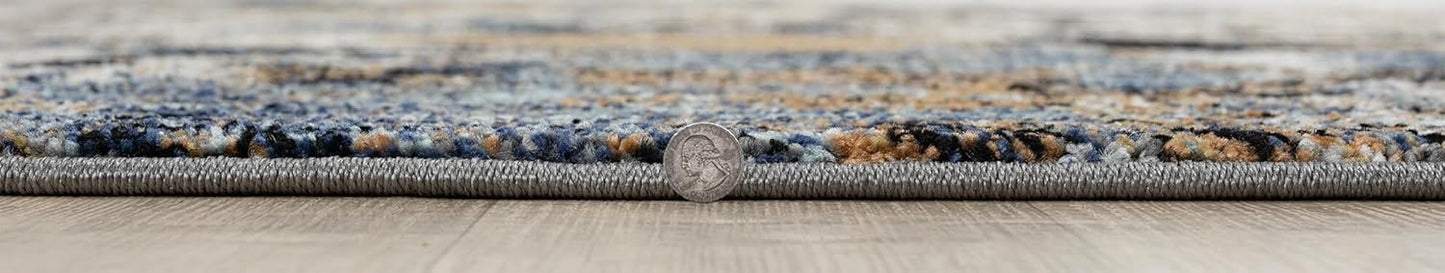 Keen Home Design Area Rugs - 10ft Round Non-Shedding, Abstract Rugs for Kitchen, Living Room, Bedroom, Dining Room, Entryway - Size: 10' Square, Multi