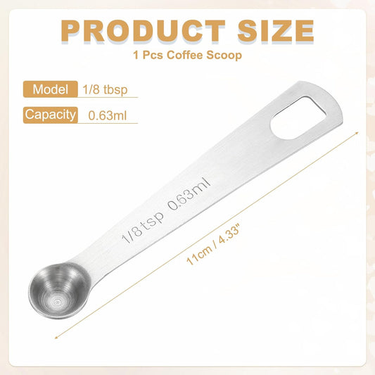 PATIKIL 1pcs 0.63ml Tablespoon Measuring Spoon, 1/8 Tbsp Measuring Spoon Stainless Steel Individual Measure Scooper Only for Ground Coffee Loose Tea Powder