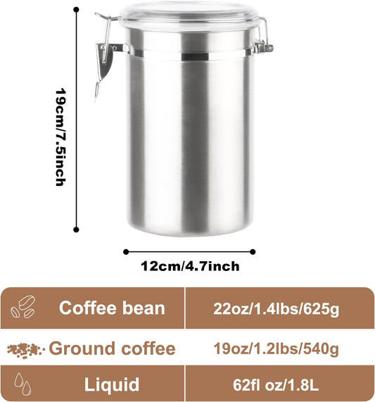 Stainless Steel Food Container with Clear Lids Airtight Container Stackable Small Canisters Kitchen Pantry Storage for Cereal, Snacks, Candy, Herbs, Spices, Sugar, Tea (1.8L Silver-2)