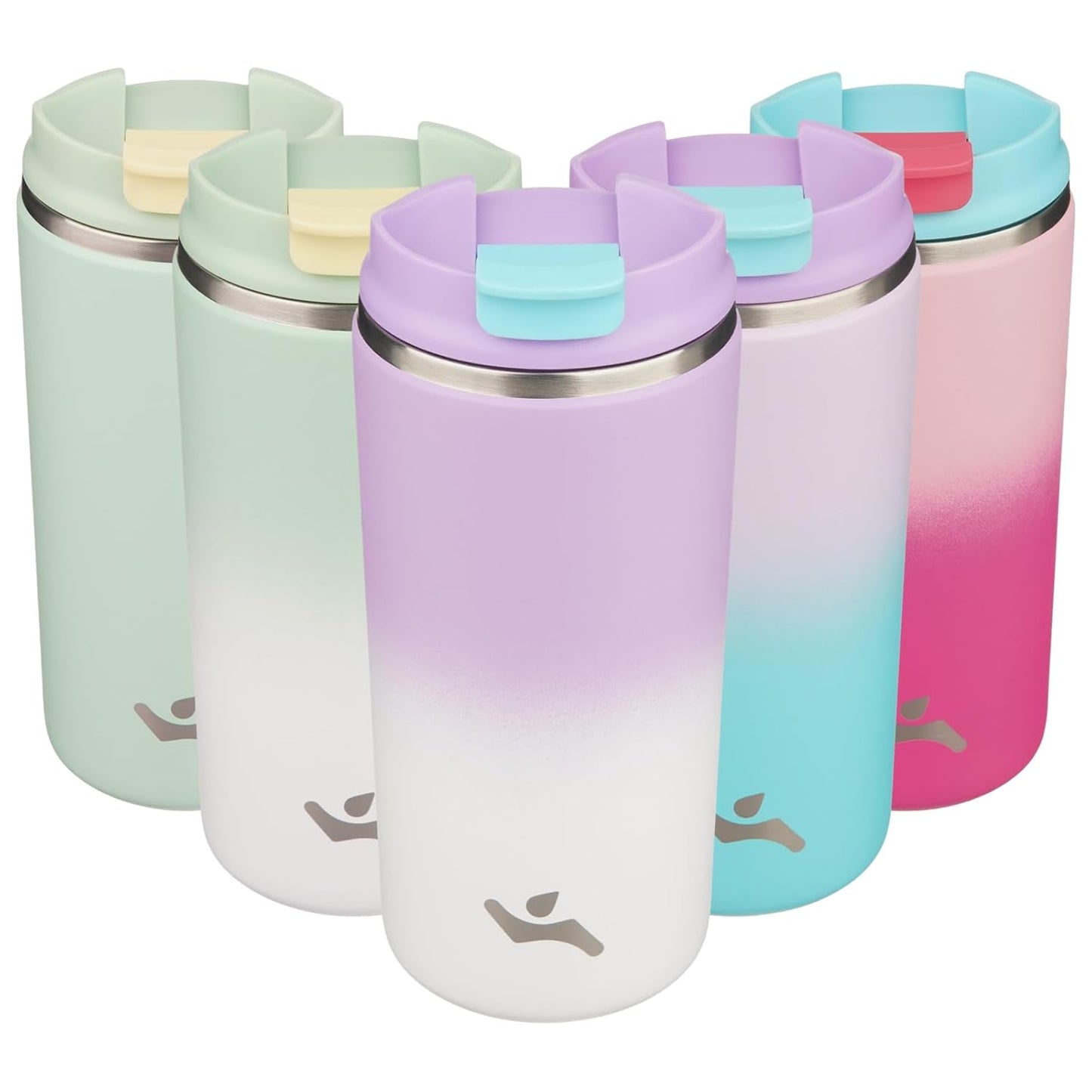 Tumbler with Lid, 12 oz Travel Coffee Mug Double Wall Vacuum Stainless Steel Thermal Metal Cup Insulated Water Bottle,PurpleWhite