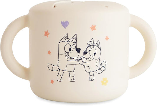 mushie x Bluey Silicone Snack Cup | Spill Proof Food Container for Toddler and Baby (Bluey Ivory)