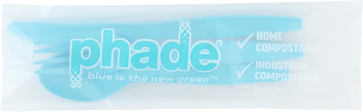 phade 100% Compostable Cutlery Set – 675 Utensils - BPI Certified Forks, Knives & Spoons in Wrapped Compostable Packaging, 6.1–7.1 Inch Sustainable Disposable Utensils – Made in USA