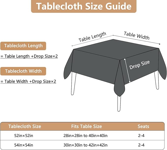 Fabric 52x52 Inch Square Grey Table Cloth, Faux Linen Textured Water Resistant & Washable Card Tablecloth, Anti-Scratch for Dinning Kitchen Patio