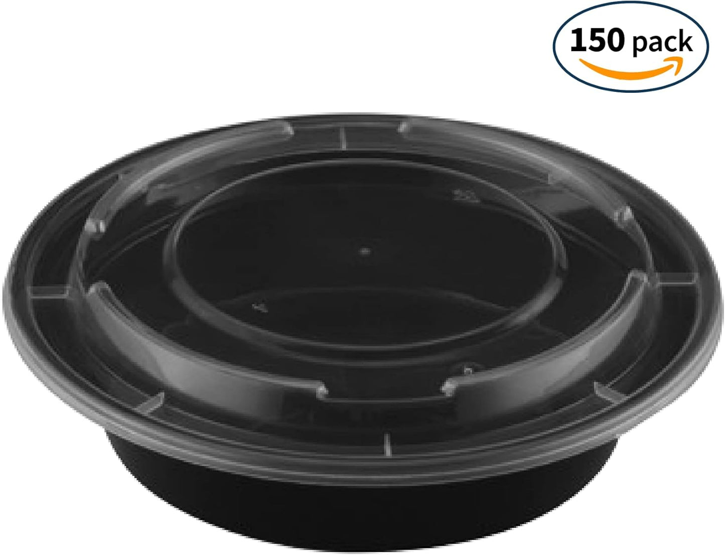 TIYA Food Containers – 32 oz Bulk 150 Pack with Lids – Plastic To-Go Round Bowls – Reusable, Microwavable, Dishwasher Safe – Leak-Proof, Great for Meal Prep – BPA-Free