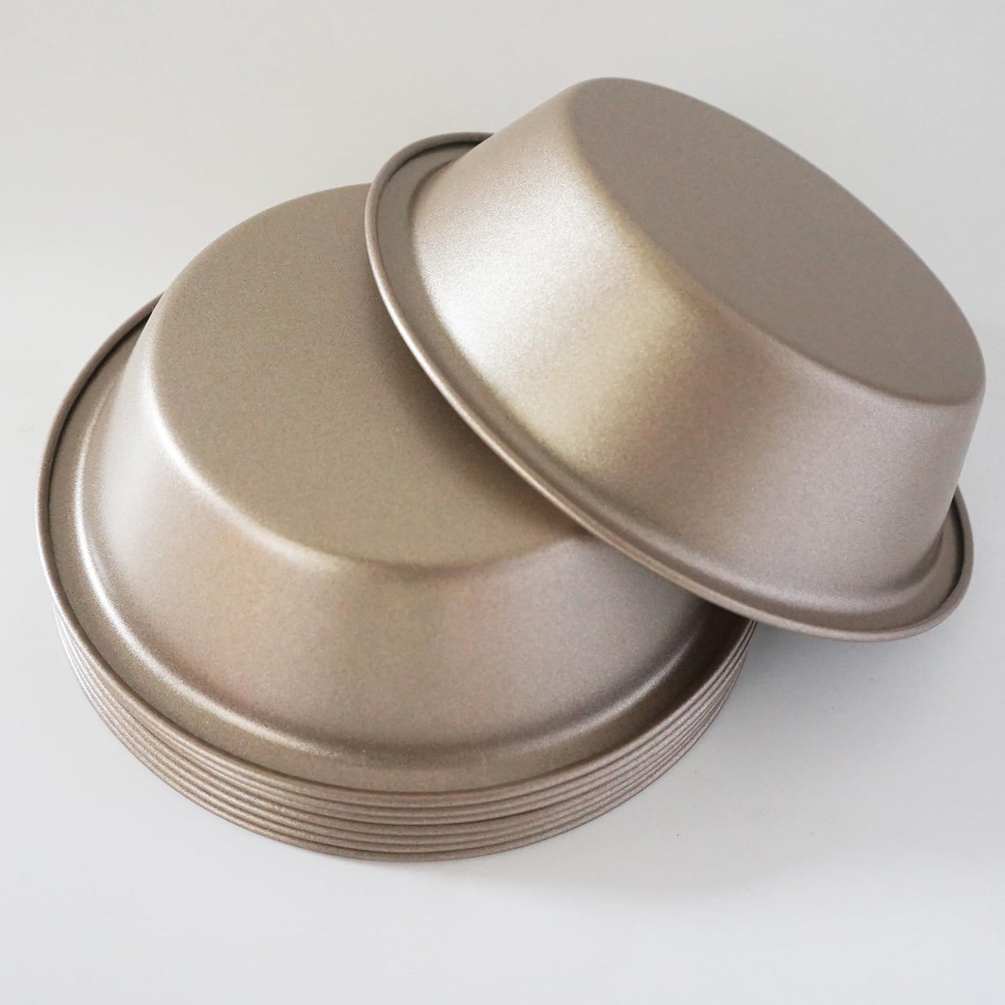 5 Inch Mini Pie Pans, Round Pie Tart Small Tin, Reusable Nonstick Carbon Steel Pie Pan Plate Set for Oven, Tiny Pie Tin for Pot Pies, Bread, Cakes, Quiches - 8PCS, Gold