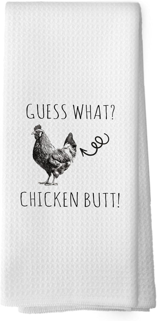 Funny Chicken Gift Kitchen Towels, Gifts for Chicken Lovers, Chicken Hand Towels for Kitchen Bathroom, Funny Chicken Gifts, Guess What Chicken But Decorative Tea Towels Dish Towels 16x24 Inch