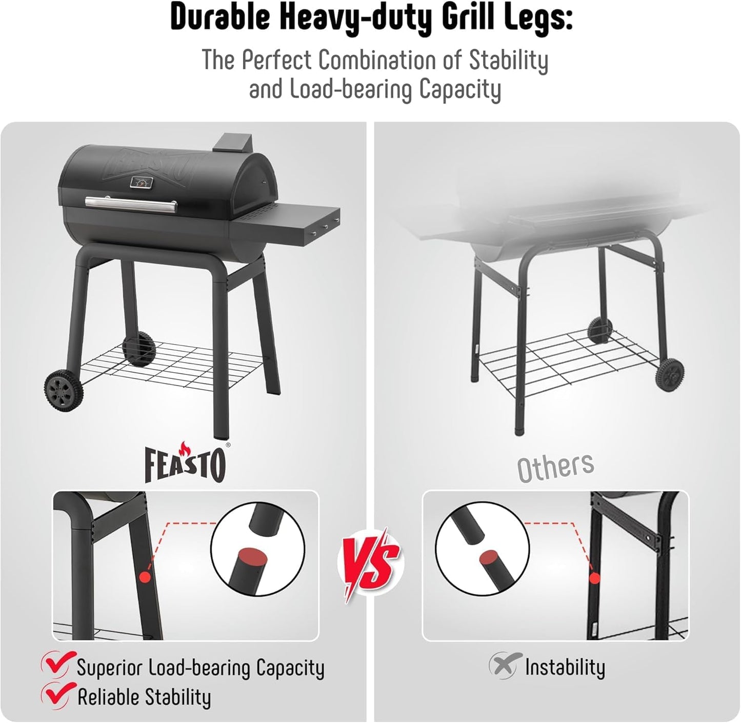 30'' Outdoor Charcoal Grills with Cover, BBQ Grill with Offset Smoker and Side Table, 832 Sq. In. Heavy-Duty for Outdoor Backyard, Patio and Parties, Black