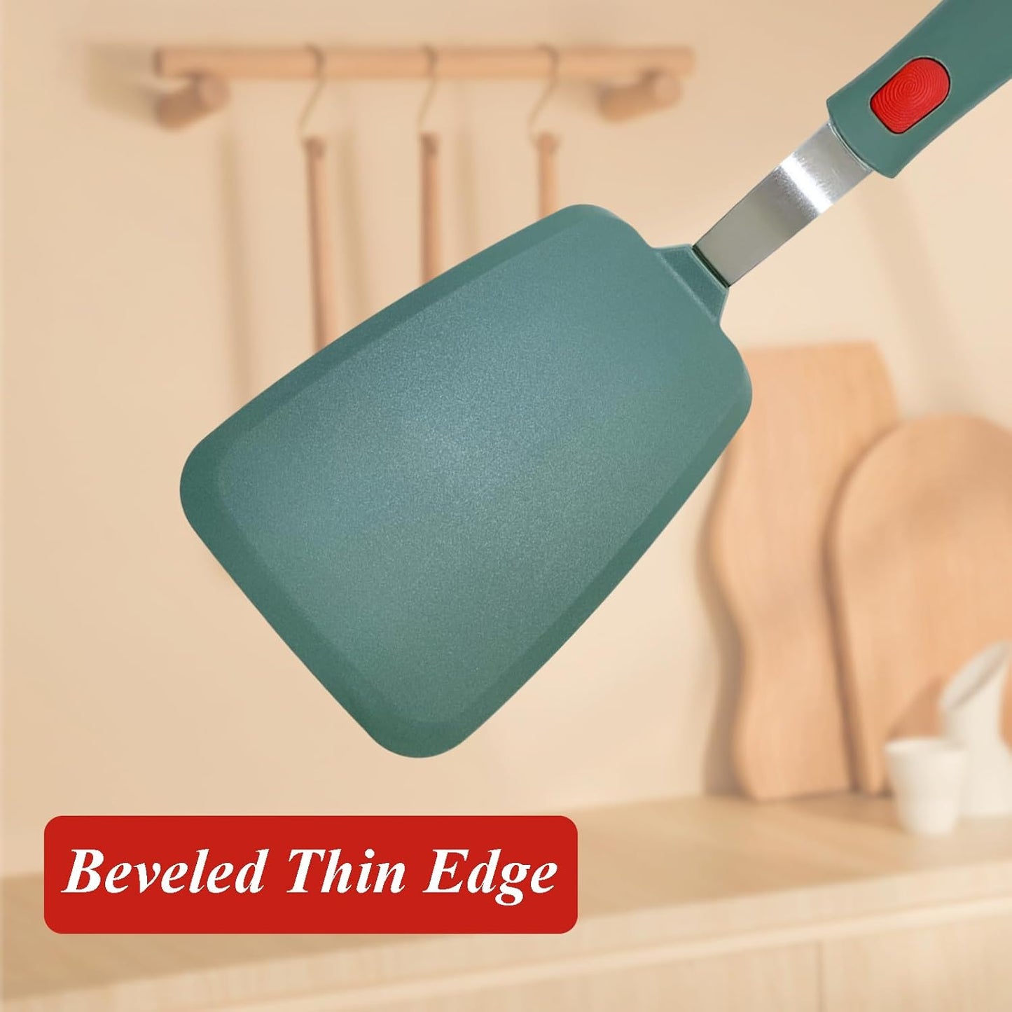 Silicone Spatula Turner, Pancake Spatulas for Nonstick Cookware Pan, Heat Resistant 600°F, Thin Flexible Large Cooking Spatula for Kitchen Use, Flipper for Omelette Egg Fish, Dishwasher Safe