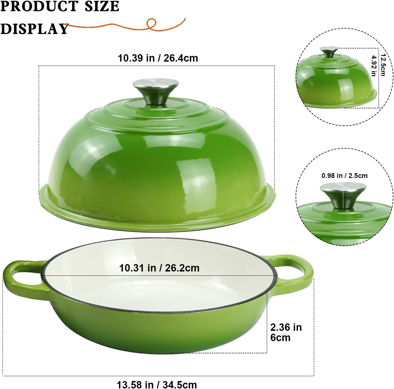 DVK Dutch Oven Pot with Lid for Sourdough Bread Baking Enameled 6 Qt Cast Iron Dutch Oven for Resistant Stovetop and Oven Safe