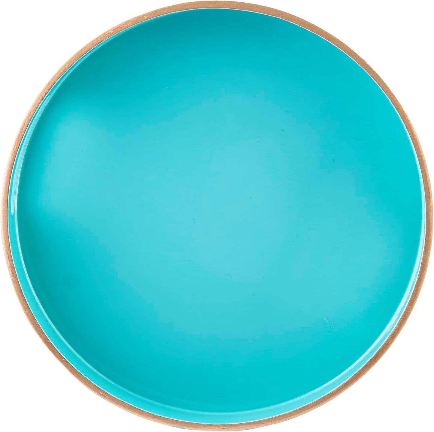 PEMAR 12.6" Round Lacquer Serving Tray with Insert Handle Decorative Basket Tray for Breakfast, Dinner, Coffee Table Decor (Aqua)
