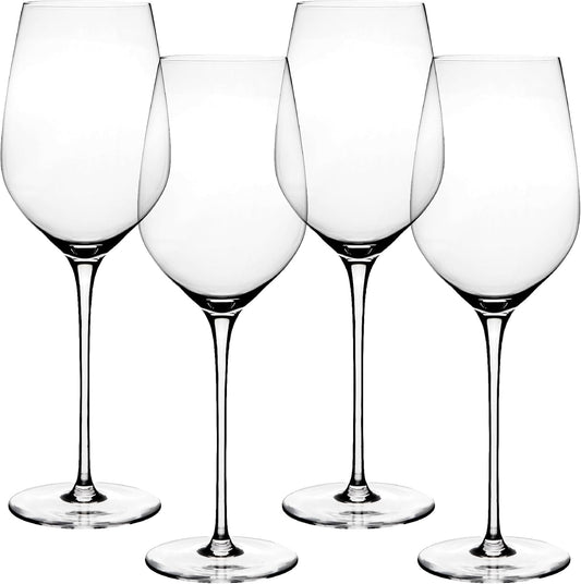 over&back 16oz Traditional Glassware - Set of 4 Classic Stem Drinking Glasses for Parties, Get-togethers, and More - Mouth-Blown - Wine Cups for Kitchen and Dining Room - Clear