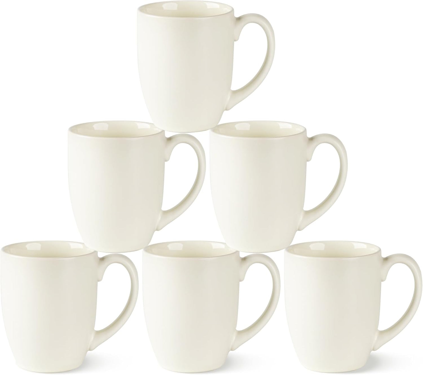 AmorArc 16oz Coffee Mugs Set of 6, Large Ceramic Coffee Mugs for Man, Woman, Dad, Mom, Modern Coffee Mugs with Handle for Tea/Latte/Cappuccino/Cocoa. Dishwasher&Microwave Safe, Light Beige