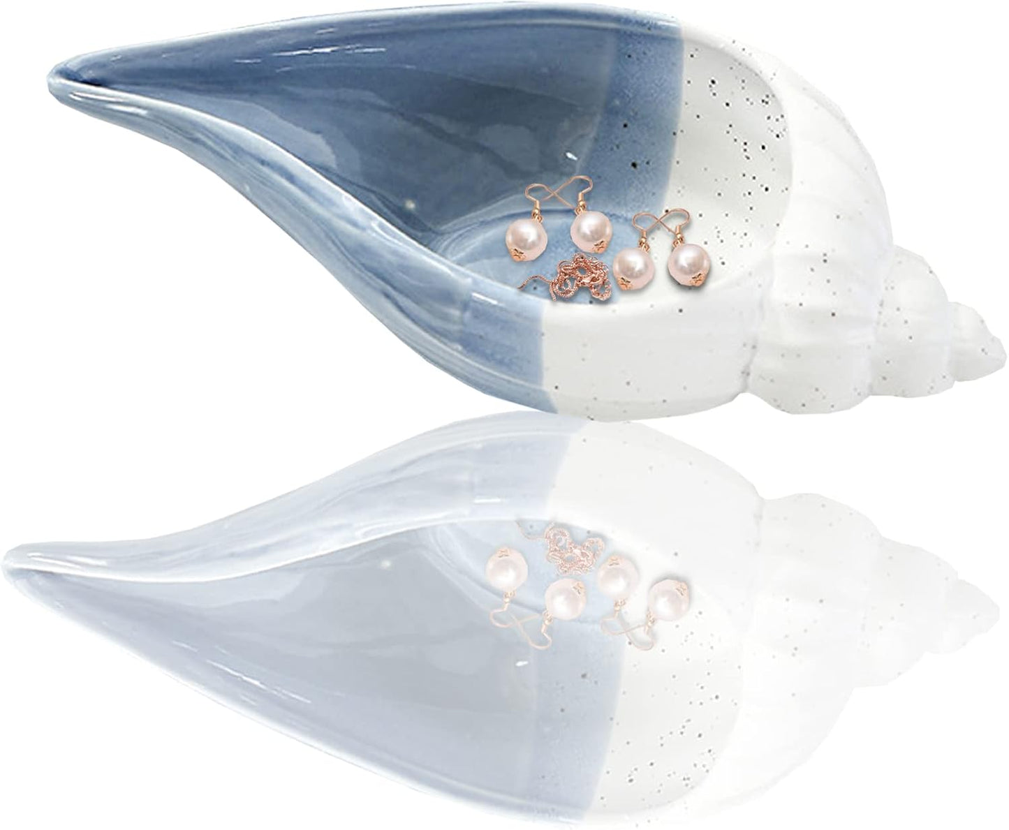 Conch Jewelry Plate Dish Key Holder for Table Jewelry Dish Jewelry Holder Trinket Tray Candy Storage Holder Earring Dish Small Key Bowl for Entryway Table Home Party Decor (I STYLE)