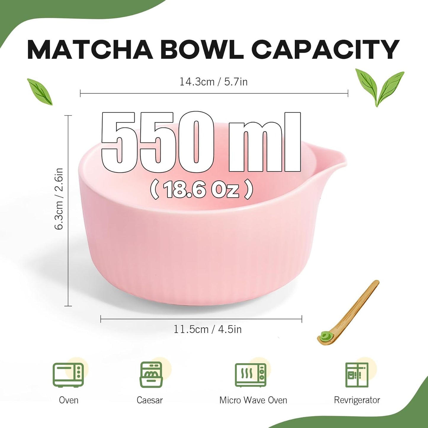Traditional Matcha Tea Set, 8-Piece Ceremonial Kit with Ceramic Bowl, Bamboo Whisk, Holder, Scoop, Rest and Sifter-Pink