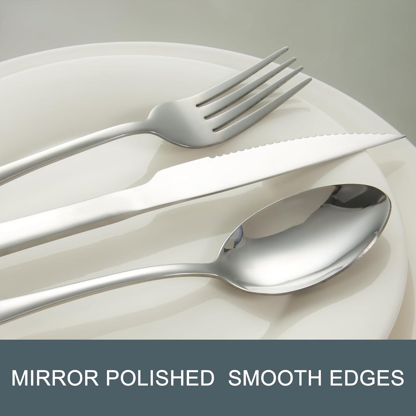 Stainless Steel Silverware Set for 4, 20-Piece Flatware Set with Forks Spoons Knives, Mirror Polished, Dishwasher Safe