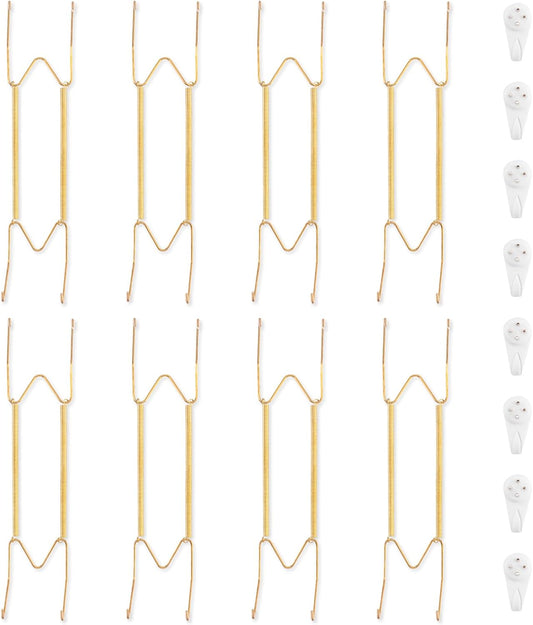 Bilillo 8 Pack Plate Hangers for the Wall, Suitable for 12-16 inch Art Plate, Stainless Steel Invisible Heavy Duty Wire Plate Holder with Wall Hooks, Plate Hangers for Displaying Plates, Platter, Dish