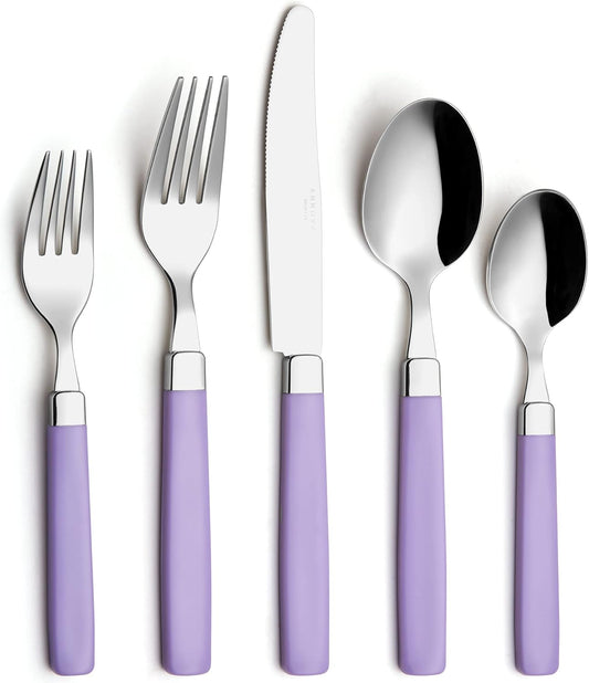 ANNOVA Silverware Set Stainless Steel Colorful Tableware Kitchen Flatware Set Utensils, Includes Dinner Knives, Forks, Spoons, Salad Forks & Dessert Spoons (Lilac, 20 Pieces)